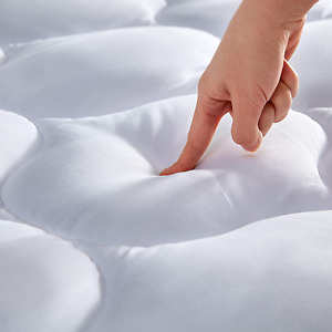 Quilted Mattress Pad Deep Matress Cover Thick Soft Fluffy Bed Topper Pillow Top 