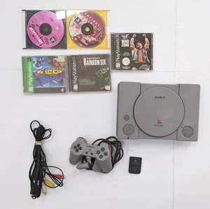 Pacchetto console Playstation PS1 SYSTEM SCPH-5501 controller OEM e 5 cavi giochi - Foto 1 di 6