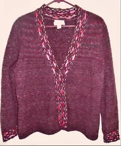 Maglione donna CJ Banks taglia X, bordo bordeaux ricamato a mano spalla Y2K - Foto 1 di 7