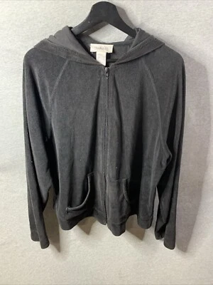 Chadwicks 连帽衫女式 XL 高黑色全拉链拉格兰袖性能活动 — 第 1/4 张图片