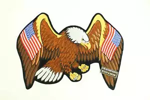 "Parche de hierro patriótico grande bordado águila americana voladora 14""x10" - Imagen 1 de 2