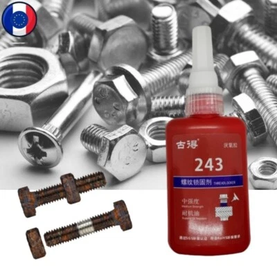 Frein Filet 243 Bleu Résistance Moyenne Thread Lock Mastic Vis Flacon 50 ml - Photo 1/4