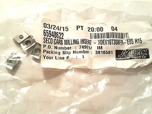 SECO Carbide Milling Inserts 4pcs. XOEX10T308 E05 Grade H15 , MSC #65948622 - Picture 1 of 3