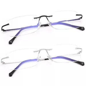 NEW Rimless Clear Bifocal Reading Glasses Anti Blue Light for Men Women +1.0~4.0 - Picture 1 of 36