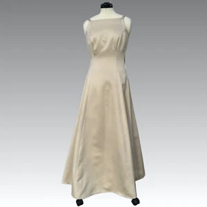 A B S EVENING by Allen Schwartz Taupe Cream After Five Gown 4 Prom Wedding Party - Picture 1 of 10
