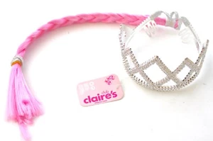 NEW CLUB CLAIRE’S LITTLE GIRLS PINK PONY TAIL & CROWN HALLOWEEN COSTUME PRINCESS - Picture 1 of 5