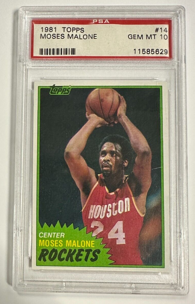 1981 Topps Moses Malone Card #14 PSA 10 Gem Mint Rockets