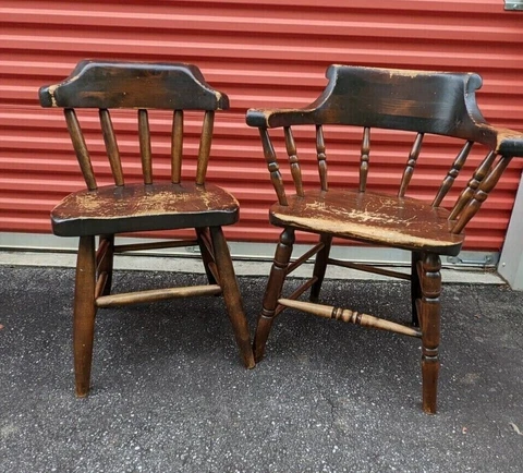 (6) DRAKE SMITH & CO. antique Knotty Pine Chairs - set of six RARE! Cover