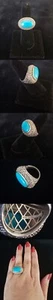925 Sterling Silver Sleeping Beauty Turquoise Signed Oxidized Ring ri658 - Picture 1 of 1