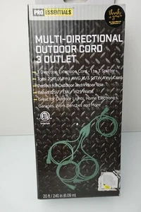 Pro Essentials Multi-Directional Outdoor/Indoor Cord 3 Outlet 20 feet Splitter - Picture 1 of 2