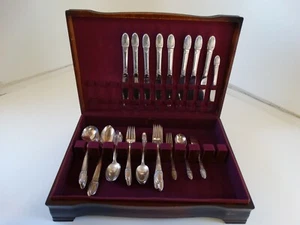 59 Piece Set FIRST LOVE Silverplate Flatware In Chest 1847 Rogers Bros - Picture 1 of 13