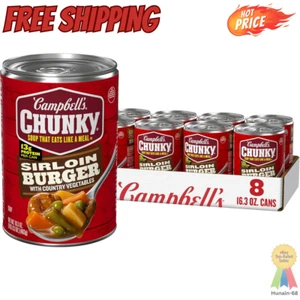 (8 Pack) Campbell's Chunky Sirloin Burger Country Vegetable Beef Soup, 16.3 Oz - Picture 1 of 7