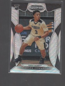 CARSEN EDWARDS 2019  PANINI PRIZM DRAFT PICKS BLUE WAVE PRIZMS ROOKIE #34 /299