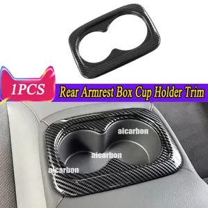 1x Carbon Fiber Style Rear Armrest Box Cup Holder Trim For Honda Civic 2022-2024 - Picture 1 of 9