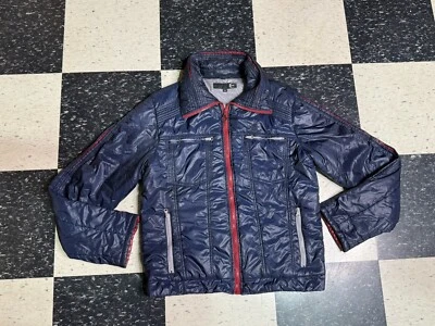 Just Cavalli мужской синий пуховик полный молнии Bomber куртка США L EUR 54 - Изображение 1 из 4