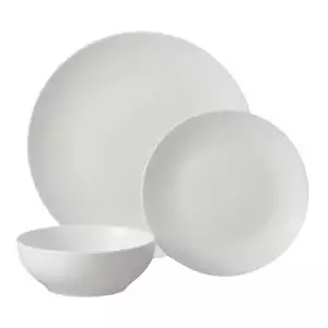 Glazed White Stoneware Dinnerware Set, Versatile Choice, 12-Pieces - Picture 1 of 11