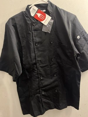 chef works coat short sleeve unisex black new sizes ,Lrg, XL - Image 1 of 4