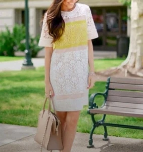 Abito Rebecca Taylor seta patchwork taglia 8 pizzo trasparente - Foto 1 di 8