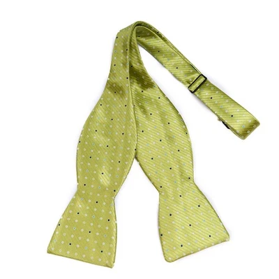 Beau Ties Ltd Bow Tie Green Blue Gray Silk Polka Dot Self Tie  Vermont USA - Image 1 of 4