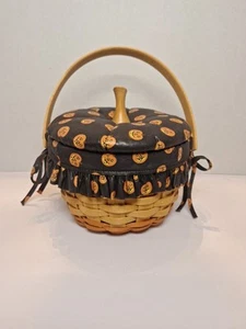 Longaberger 1996 kleiner Kürbiskorb mit Deckeleinsatz & Schutz Halloween Herbst - Bild 1 von 6