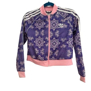 ADIDAS Originals Youth Superstar Purple Pink Aztec Print Track Jacket Size YM - Picture 1 of 9