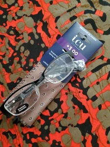 ICU Eyewear COACHELLA 2 Reading Glasses +3.00 with Case Free Shipping EG11 - Picture 1 of 3