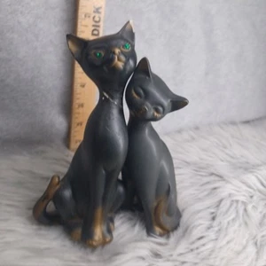 Juego de estatuillas de cerámica vintage de gato de porcelana negra de Ucagco MCM Japón LEER - Imagen 1 de 14