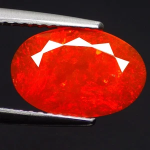 1.26 Cts MAGNIFICENT (12 x 8 mm) OVAL 100% NATURAL ORANGY RED FIRE OPAL GEMSTONE - Picture 1 of 7