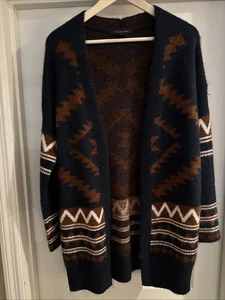 Tahari Womens Southwestern Aztec Open Front Cardigan Sweater Size Small S - Picture 1 of 15