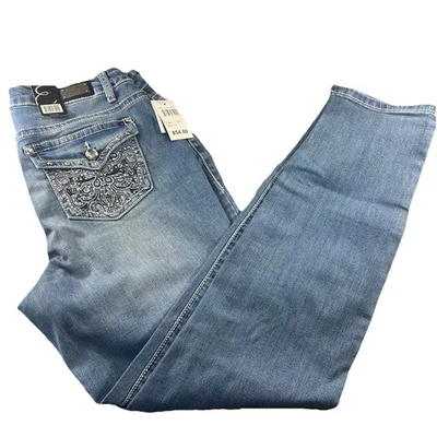 Pantalones de mezclilla ajustados Earl Jean para mujer embellecidos bordados estrás talla 12W nuevos con etiquetas Foto 1 de 4