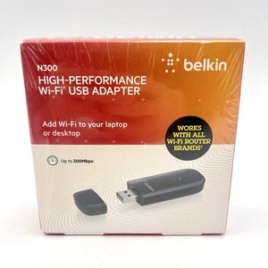 NEW Belkin N300 High Performance Wireless Wi-Fi USB Adapter - Bild 1 von 6