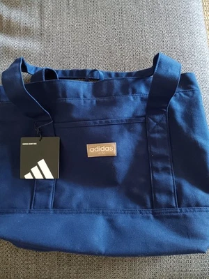 NWT ADIDAS CANVAS WORK BRAND NEW TOTE BAG,,,COLOR DARK BLUE ADIDAS NWT,,LOOK  - Image 1 of 4