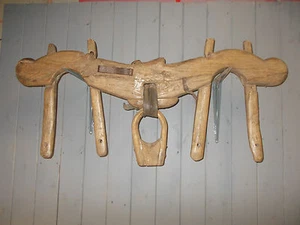 Yugo de bueyes antiguo madera roble doble iluminación percha de cocina (ENVÍO GRATUITO REINO UNIDO) - Imagen 1 de 12