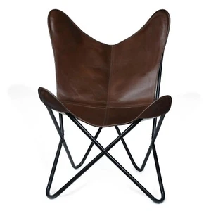 Handmade Vintage  Leather Butterfly Chair for Office Hotel living Room - Picture 1 of 4