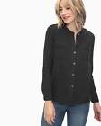 Neu mit Etikett neu $ 118 wunderschönes Doppeltuch geknöpft Baumwolle Shirt schwarz Größe XS