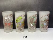 Set of (4) Vintage 1950s CURRIER & IVES Frosted Drinking Glasses/Tumblers.
