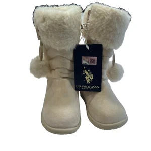 US Polo Assn Winterstiefel Mädchen Winter weiß Kunstfell Bommeln BRANDNEU Gr. 6 - Bild 1 von 10