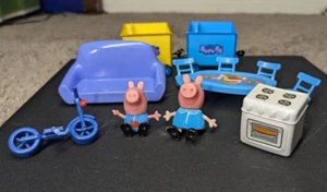 Peppa Pig Toy Figures and Furniture lot Sofa Table Chairs Bike Stove Train - Picture 1 of 6