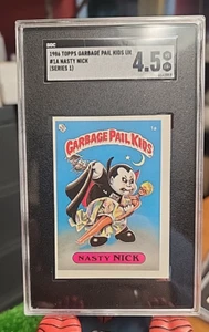1985 Garbage Pail Kids UK Mini Serie 1 #1A NASTY NICK SGC 4,5 RARO - Foto 1 di 2