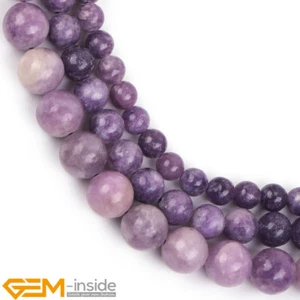 Natural Purple Lepidolite Round Polished Gemstone For Jewellery Making Beads 15" - Picture 1 of 30