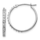 Real 14kt White Gold Diamond Fascination Round Hinged Hoop Earrings