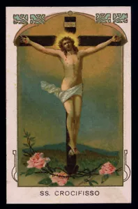 antico santino cromo-holy card GESU' CROCIFISSO 6 - Bild 1 von 1