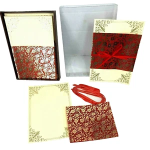 Vtg Papyrus Party Wedding Invitations Red Gold Metallic Set of 8 Lazer Ink Jet - Picture 1 of 11