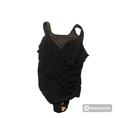 Traje de baño Maxine Of Hollywood para mujer de encaje negro traje de baño talla 20W una pieza Foto 1 de 4