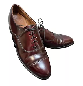 Vintage Bostonian Dress Shoes Mens 11E Burgundy Leather Cap Toe Oxfords Made USA - Picture 1 of 18