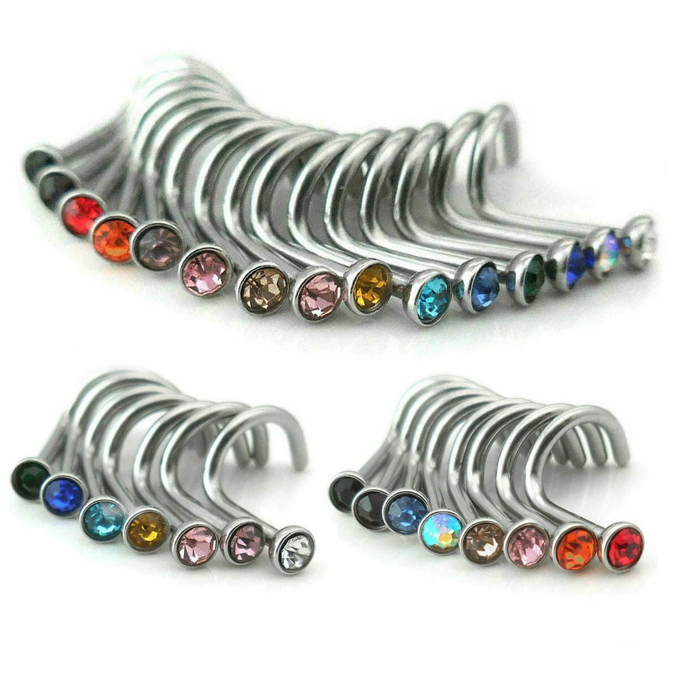 18G нос винты из нержавеющей стали 2,5 мм CZ кристалл кольца запонки кольцо 15 шт лот - Изображение 1 из 1