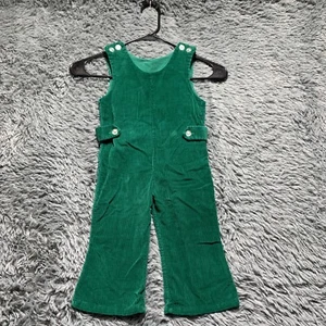 Mono de pana verde vintage Young-mate niño pequeño talla 2T - Imagen 1 de 9