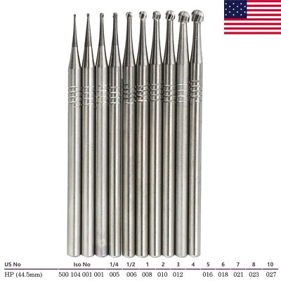 Wave Dental Carbide Bur Low Speed Round HP 1 2 3 4 5 6 8 10 Long Straight 44.5mm - Image 1 of 4