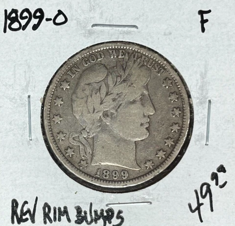 1899-O BARBER SILVER HALF DOLLAR ~ FINE REV RIM BUMPS  ~NICE COIN~ Cover