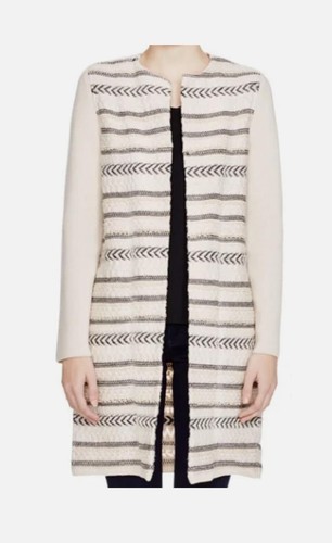 Cappotto Tory Burch in maglia jacquard misto lana con pannelli Petite Medium